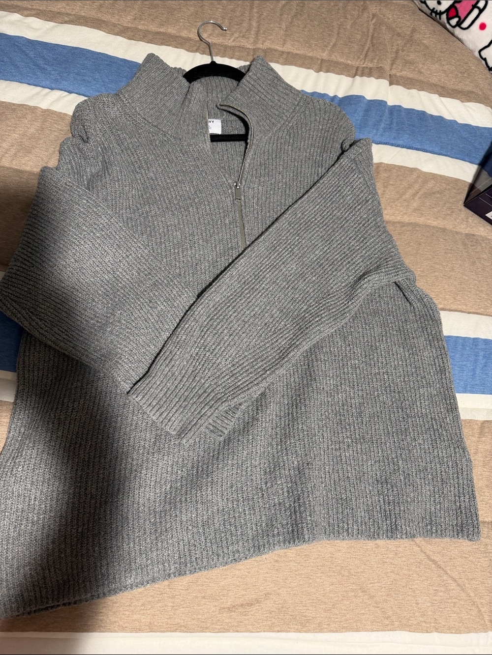 Old Navy Ribbed Half-Zip Sweater - Gray